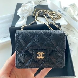 Chanel mini wallet on the chain pouch crossbody (black and gold)